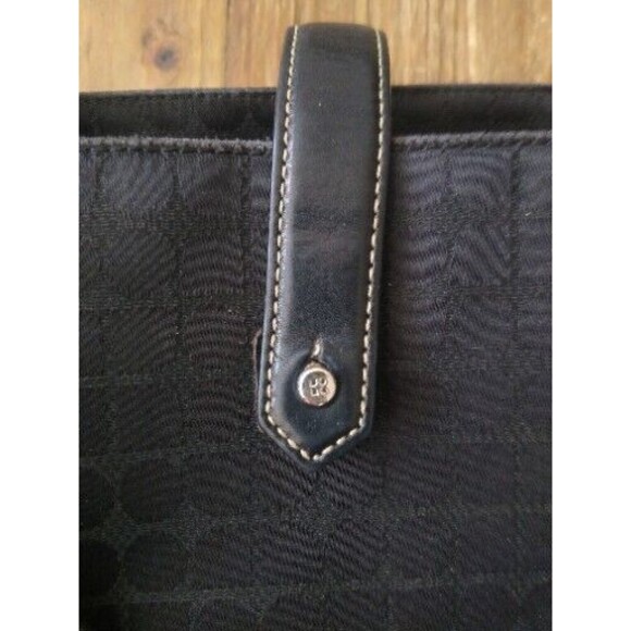 Vintage Kate SpadeBlack Logo Leather Fabric Shoulder Square Soho Tote Bag Y2K - Picture 2 of 7